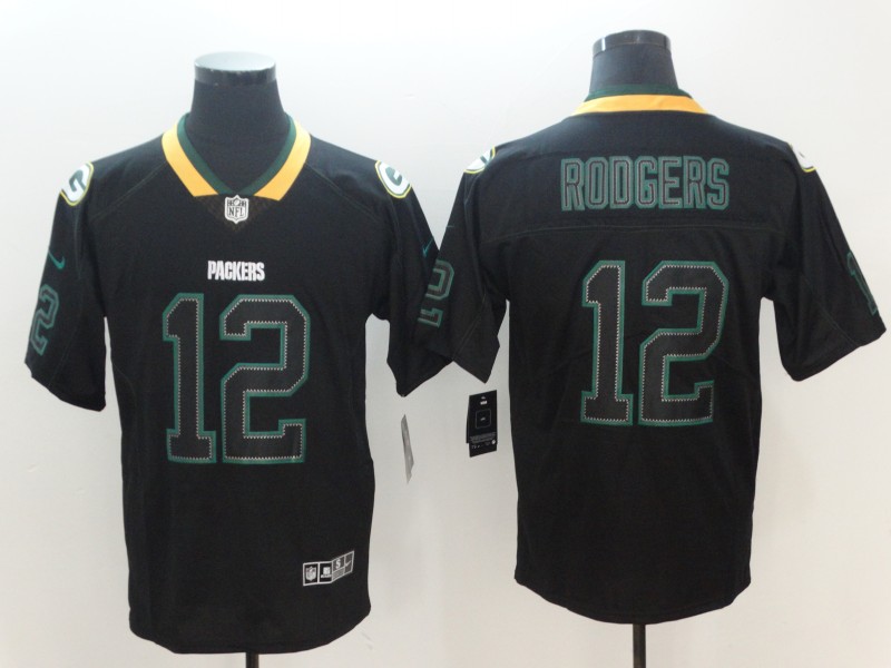 Men's Green Bay Packers Aaron Rodgers #12 Black Jersey